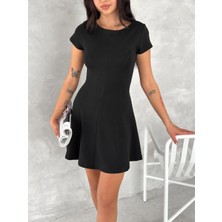Rawea Fashion Kısa Kollu Mini Elbise - Siyah