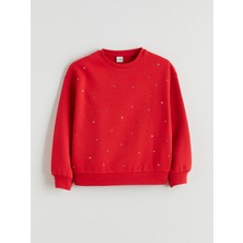 Lc Waikiki Yeni Sezon Bisiklet Yaka Taşlı Kız Çocuk Sweatshirt