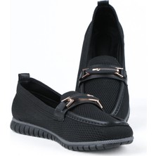 Ayakkabımood Siyah Triko Günlük Kadın Babet Ayakkabı