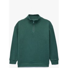 Koton Dik Yaka Uzun Kollu Yarım Fermuarlı Pamuklu Sweatshirt