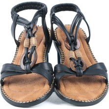 Ayakkabımood S.p Siyah Ortopedik Taban Bayan Sandalet Ayakkabı