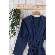 Baveno Home Unisex Premium Koleksiyon Pamuklu Kapüşonlu Bornoz