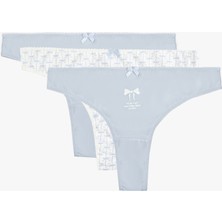 Koton Pamuklu Rahat Kalıp Baskılı Kurdele Detaylı 3'lü Brazilian Külot Seti