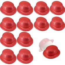 Shopwave Kırmızı Renk Simli Melon Yuvarlak Parti Şapkası 12 Adet