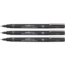 Uni Pin Fine Line Su Geçirmez 0,2 - 0,3 - 0,5 Setli Keçeli Kalemler ile Dayanıklı Çizim