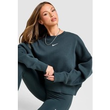 Nike Sportswear Essantial Collection Oversize Kesim Petrol Mavisi Kadın Sweatshrit