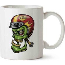 Kasklı Kuru Kafa Porselen Kupa Bardak