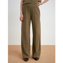 Dilvin 71927 Beli Lastikli Dikiş Detaylı Bol Eşofman-Açık Haki