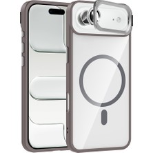 Systemcom iPhone 17 Air Kılıf Standlı ve Kamera Lens Hediyeli M-Safe Şarj Özellikli Zore Etro Kapak - Gri