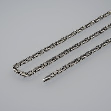 Silvalli 80 Mikron Oksitli Kare Kral Gümüş Zincir