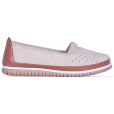 Moda Ayakkabı 848 Syh-Krem Kadın Düz Babet Ayakkabı