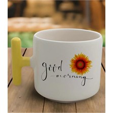 Sarı T Kulp Good Morning Tasarımlı Latte Fincan Modeli