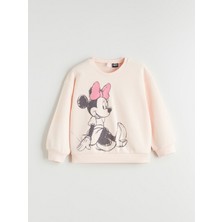 Lc Waikiki Yeni Sezon Bisiklet Yaka Minnie Mouse Baskılı Kız Çocuk Sweatshirt