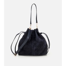 Hotiç 03CAH316270A680 KADIN Süet Deri Lacivert Bucket Omuz Çantası