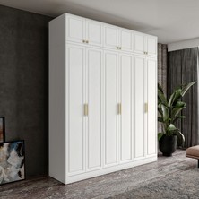 Guneystore Milas Gold 6 Kapaklı Komple Mdf Yüklüklü Gardırop -Elbise Dolabı -Yüklük Dolabı