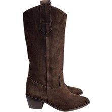 Tufan Shoes Kadın Kahve Süet Western Çizme 5,5 cm Topuk Tipi ile Şık Tasarım