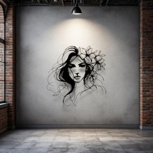 Çiçekli Kadın Figürü Metal Duvar Dekoru – Modern Estetik Sanat Tasarımı