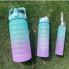 3'lü Motivasyon Su Matarası Şisesi 2 Lt + 750ML+280ML Sticker Hediyeli