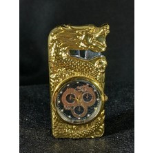 Alsepeteavm Ejderha Detaylı Işıklı Lüks Gazlı Saatli Çakmak