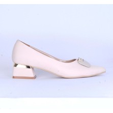 Moda Ayakkabı 170 Krem Süet Kadın 5cm Topuklu Ayakkabı
