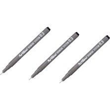 Artline Drawing System 0.3 mm Siyah Teknik Çizim Kalemi 3 Adet Su Geçirmez Plastik