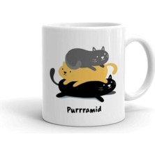 Beyaz Purramid Kediler Baskılı Kupa