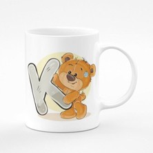 K Harfli Ayıcıklı Baskılı Kupa