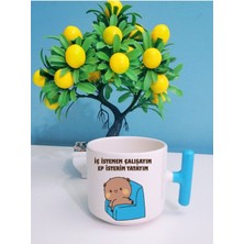 Iç Istemem Çalışayım Mavi Kulplu T Kupa