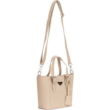Newish Kadın Kumaş Uzun Askılı El ve Omuz Çantası – Bej– NEW371