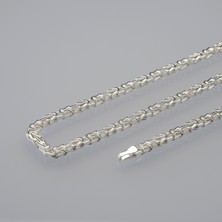 Silvalli 80 Mikron Naturel Kare Kral Gümüş Zincir