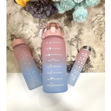 3'lü Motivasyon Su Matarası Şisesi 2 Lt + 750ML+280ML Sticker Hediyeli