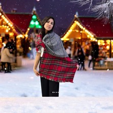 Sones Kozmetik Sones   Kozmetik  Çift Taraflı Kışlık Kırmızı Kadın Şal Yılbaşı, Sevgililergünü, Doğumgünü