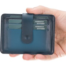 AbbasShop Çok Bölmeli Slim Deri Kartlık BLW019 BRN4EF Mavi