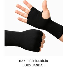 Gazelmanya Hazır Bandaj  1 Çift Boks Bandajı Siyah Eldiven Giyilebilir Boks Bandajı Hazır Boks Bandajı El Sargısı Hazır