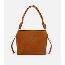 Hotiç 03CAH316250A340 KADIN Süet Deri Taba Örgü Askı Detaylı Omuz Çantası