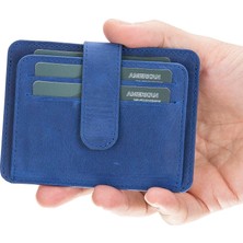 AbbasShop Çok Bölmeli Slim Deri Kartlık BLW019 G21 Saks Mavi