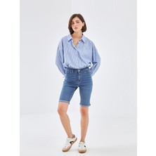 Lc Waikiki Yeni Sezon Normal Bel Bermuda Fit Kadın Jean Şort
