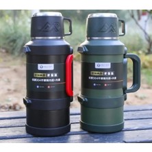 Paslanmaz Çelik 3,2 Litre Termos 24 Saat Sıcak 48 Saat Soğuk Kamp Piknik Seyahette Siyah Termos
