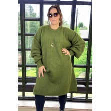 Yagmur Beren  Selanik Örgü Balon Kol Büyük Beden Kadın Triko Kazak Tunik