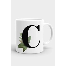 Porselen C Harfli Beyaz Kupa Bardak