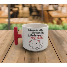 Latte & Espresso El Yapımı Mochi Cat Motto Baskılı T Kulp Kupa 200 ml