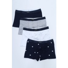 Toontoy Erkek Çocuk Çok Desenli Boxer 4lü Paket %94 Pamuk %6 Elastan Esnek Kumaş
