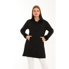 Lanze Çelik Örme Kürk Yakalı Triko Kaban