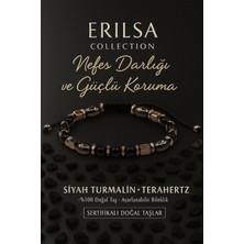 Erilsa Sertifikalı Nefes Darligi ve Astım Bilekliği - Siyah Turmalin ve Terahertz Dogal Tas 6 mm