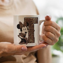 Mickey Mouse Minnie Temalı T Harfli Kupa Bardak