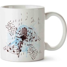 Müzik Nota Mikrofon Music Porselen Kupa Bardak