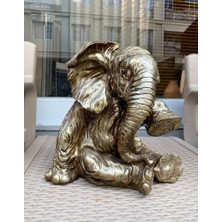 Mirsa Global Dekoratif Oturan Fil Biblo Bahçe Dekoru Ev Ofis Heykel