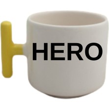 Hero Sarı T Kulp Tasarımlı Çay Kahve Latte Fincanı