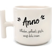Anne Yazılı Beyaz T Kulplu Kupa Bardak
