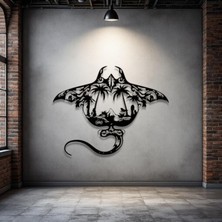 STE Metal Manta Ray Duvar Dekoru – Modern Tropikal Tasarım Dekoratif Salon Ofis Duvar Tablo Aksesuarı